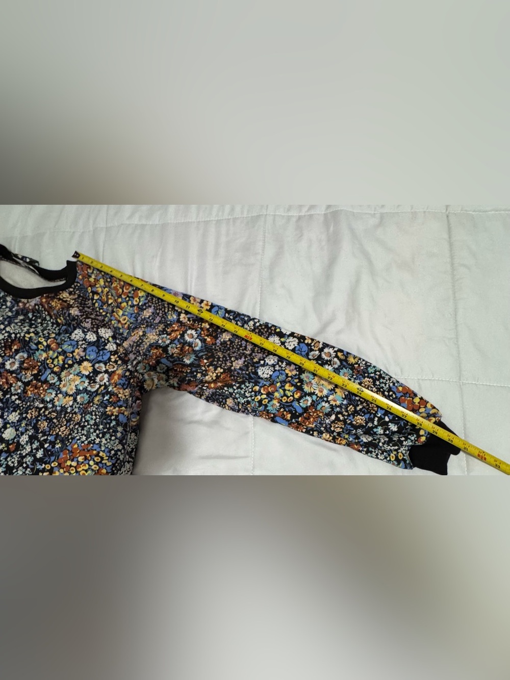 Maeve Black Floral Crewneck Sweatshirt with Blue & Peach Accents - Picture 6 of 10